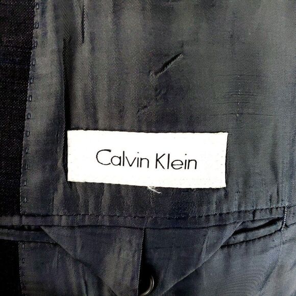 Calvin Klein Wool 2 Button Blazer‎ 44L Gray Sharkskin - Picture 7 of 10